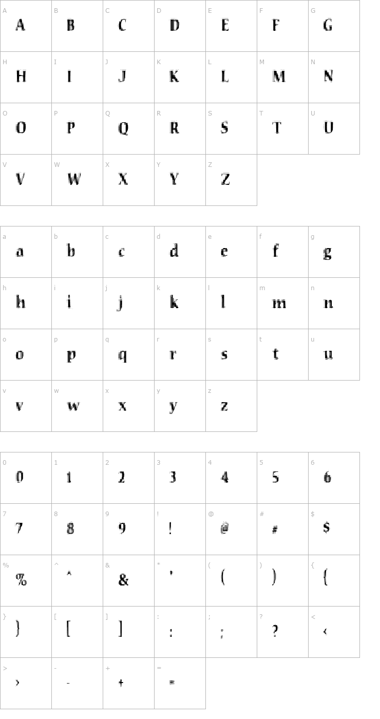 Character Map VTC Seeindubbledointriple Regular Font
