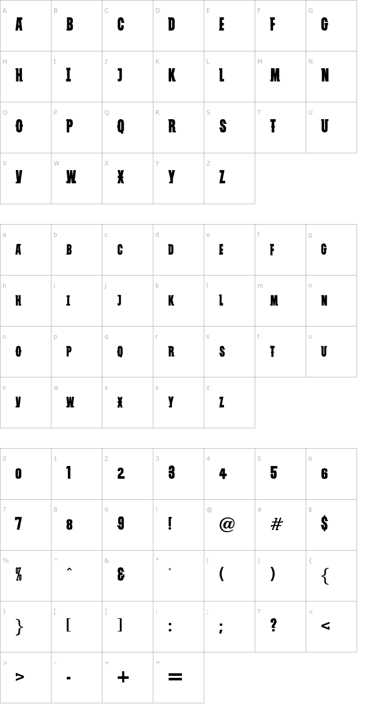 Character Map VTC SubwaySlamSC Regular Font