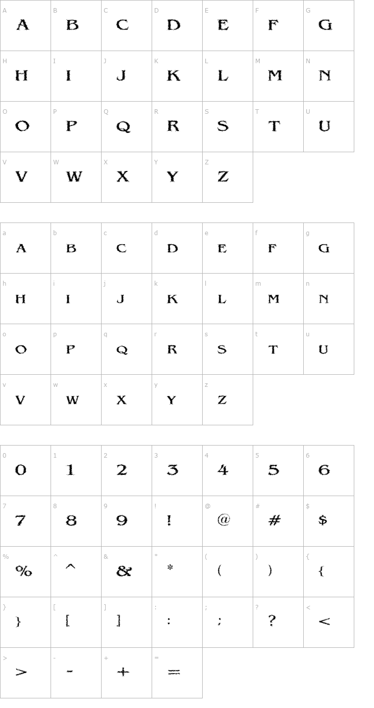 Character Map VTC VictorianLint SC Font