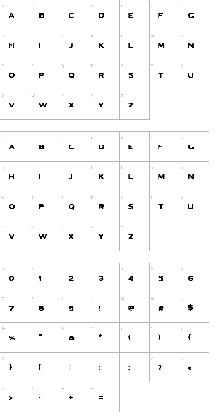 Character Map VTCBadLuck Regular Font