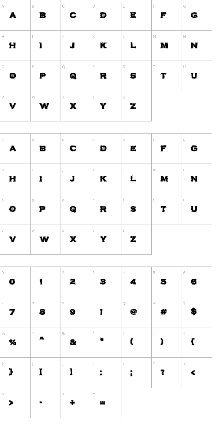 Character Map VTCBadPlating Regular Font