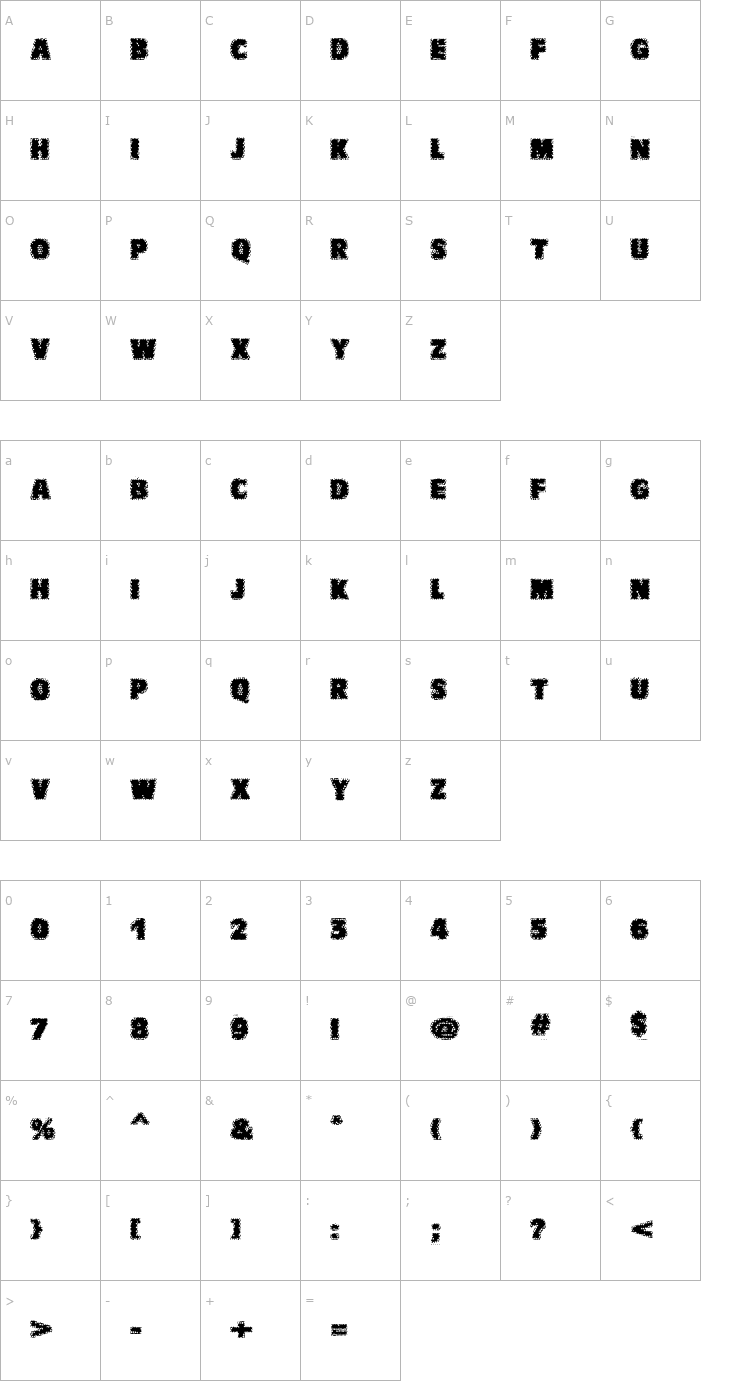 Character Map VTCBadWhipit Regular Font
