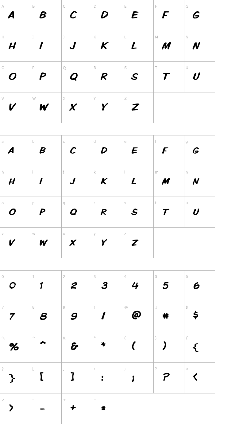 Character Map VTCKomixationSC Font