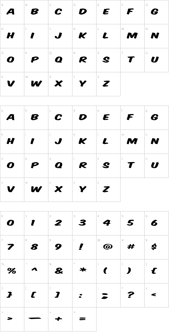 Character Map VTCSuperMarketSaleDisplay Font