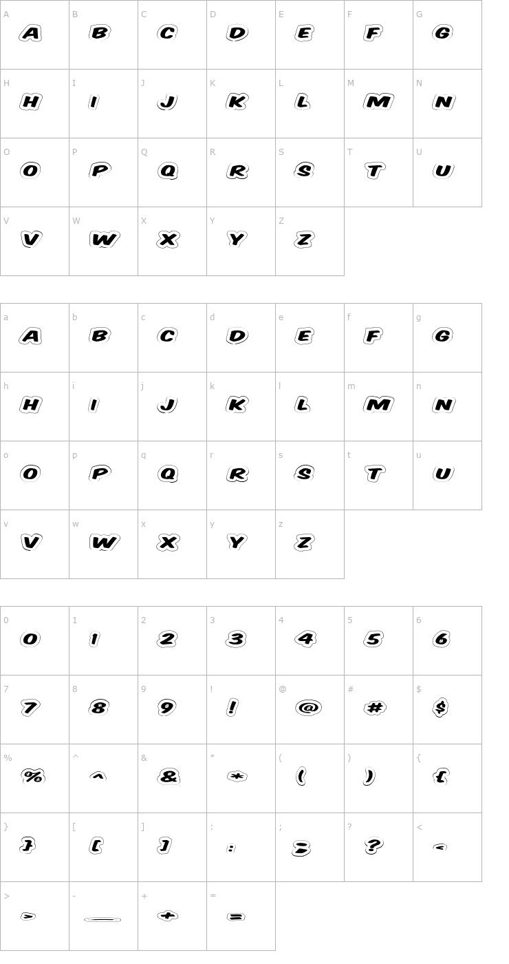 Character Map VTCSuperMarketSaleDisplayWired Font
