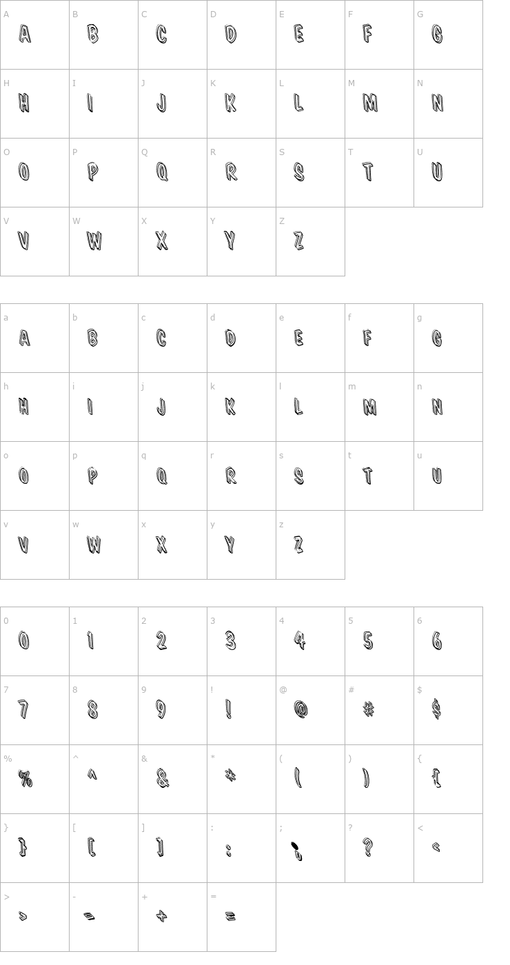 Character Map VTCSuperMarketSaleODS Font
