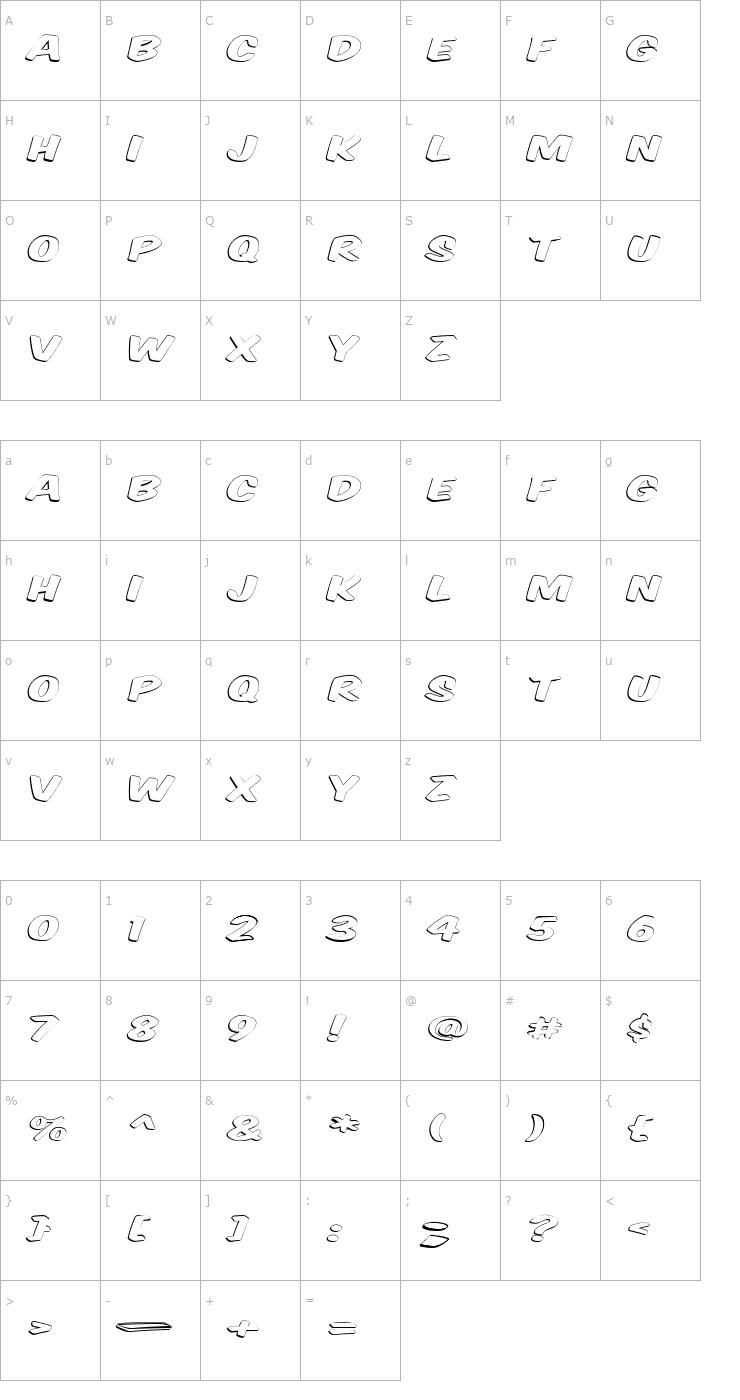 Character Map VTCSuperMarketSaleOpenDisplay Font