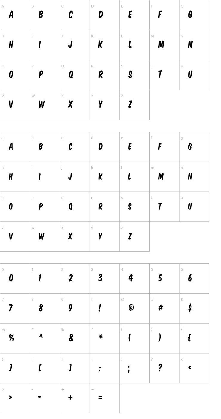Character Map VTCSuperMarketSaleSC Font
