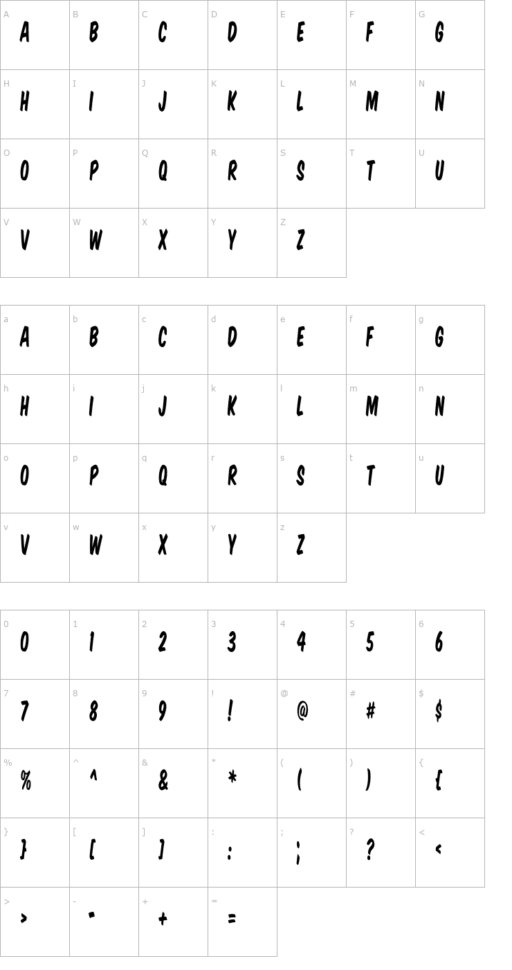Character Map VTCSuperMarketSaleTall Font