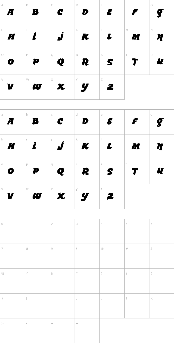 Character Map Vtks Lemon Drop Font