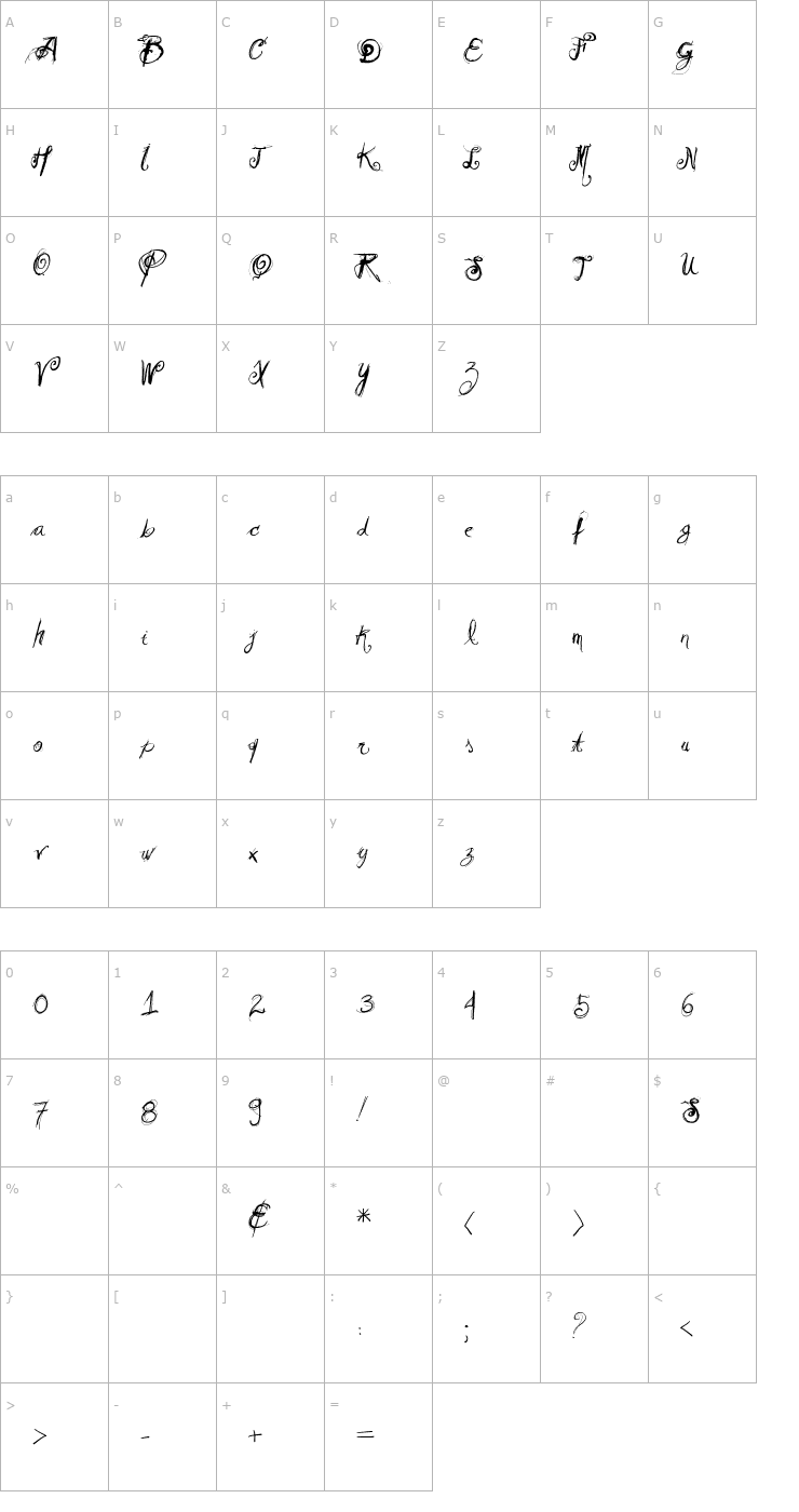 Character Map Vtks Relaxing Blaze Font