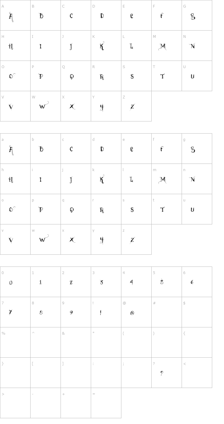 Character Map Vtks Sábado de Chuva Font