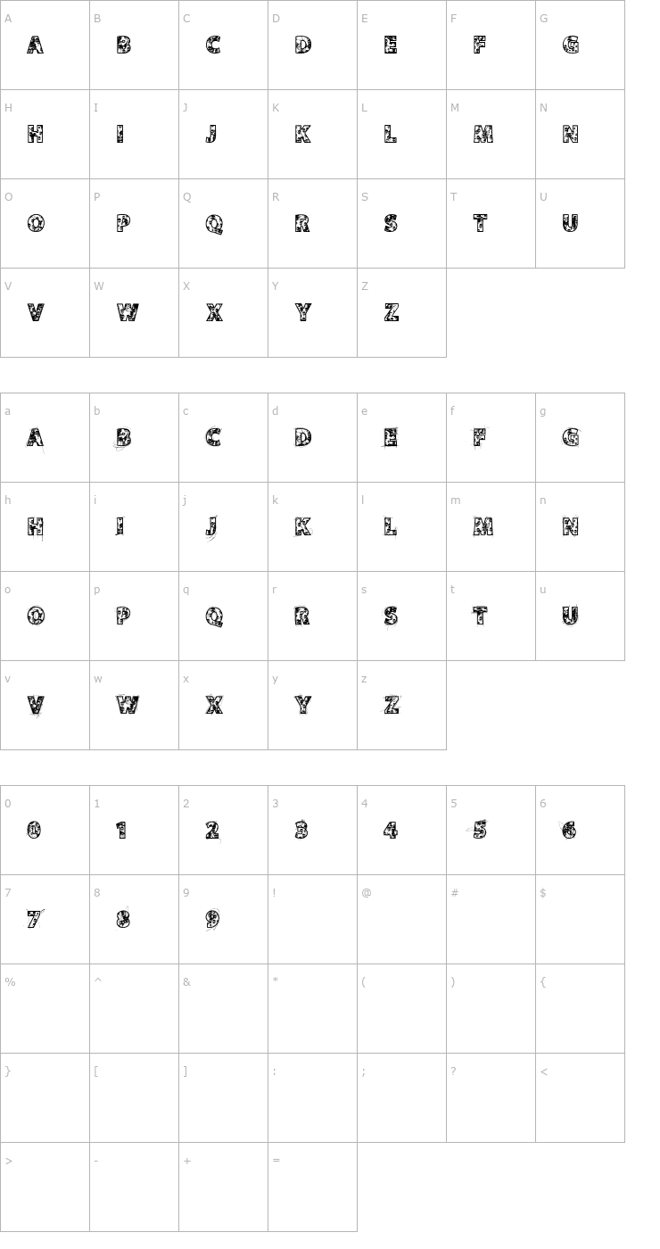 Character Map VTKS Skulls Font