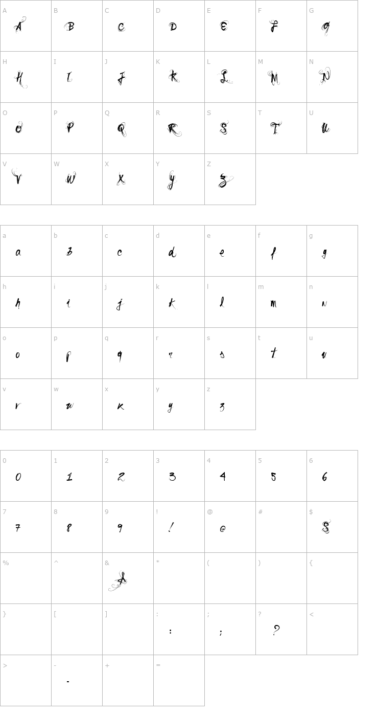 Character Map Vtks Sonho Font