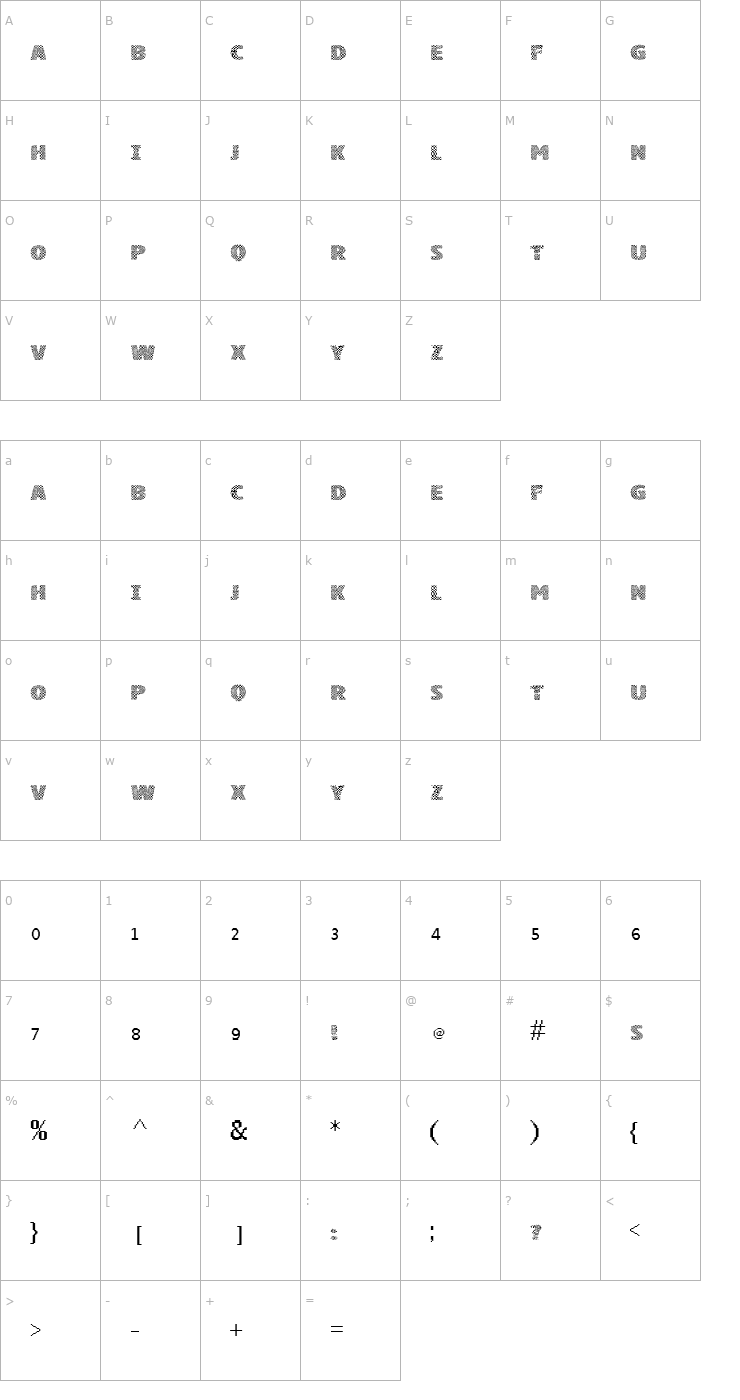 Character Map VTKS Squares Font