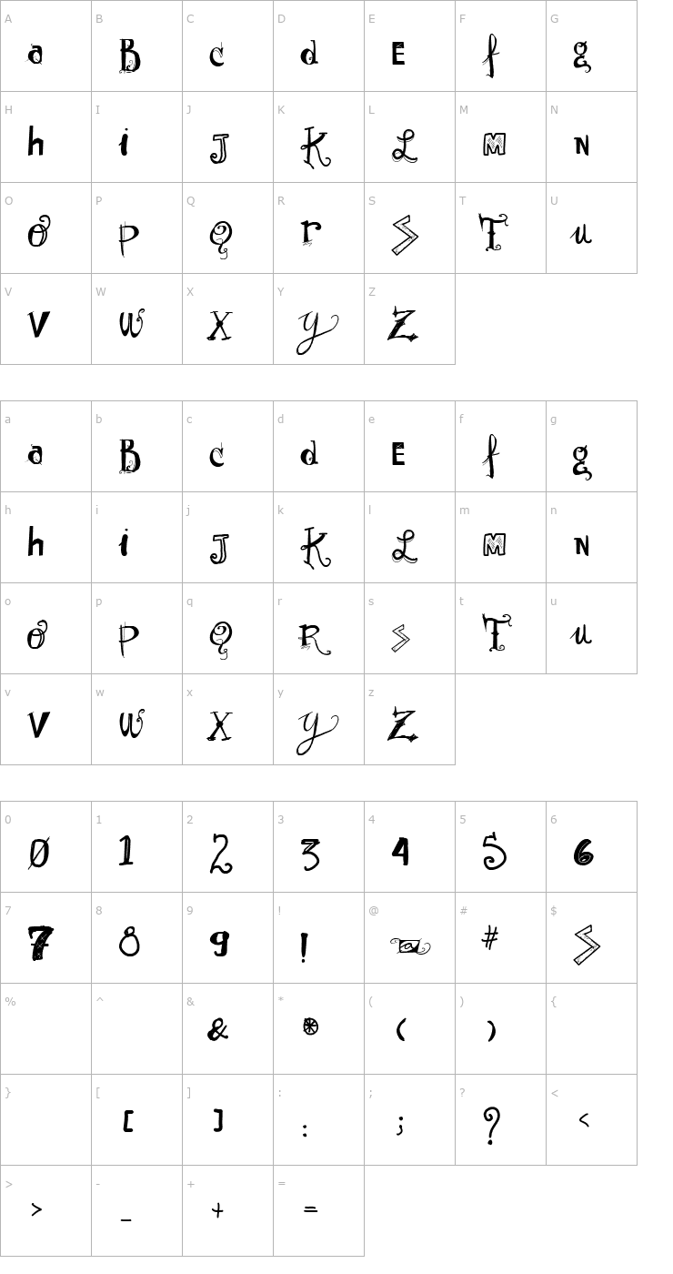 Character Map Vtks Sunny Day Font