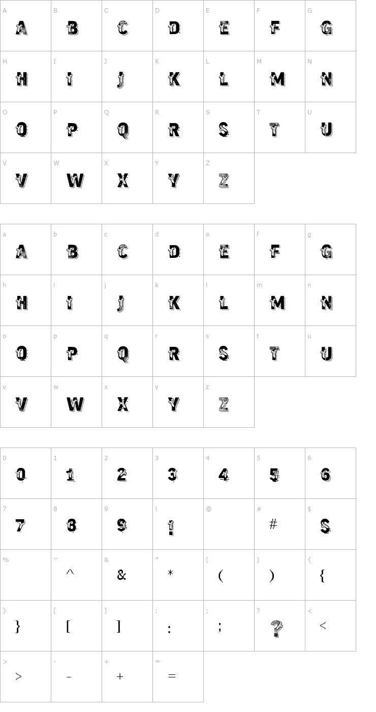 Character Map VTKS Trutagem Font