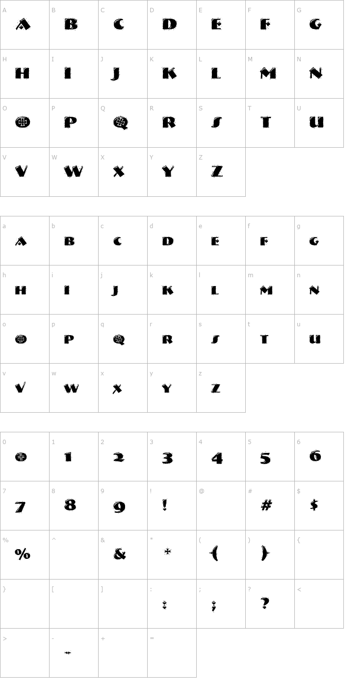 Character Map VTNervouzReich-Decorated Font