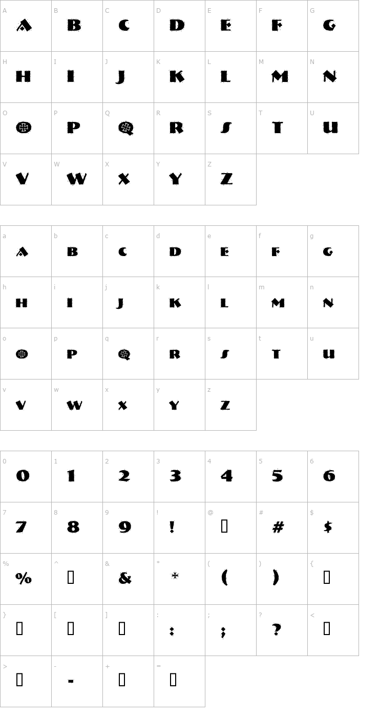 Character Map VTNervouzReichRank Font