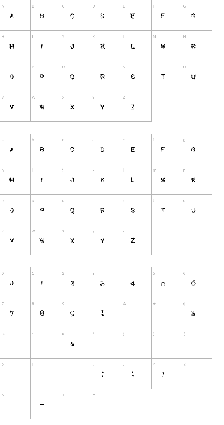 Character Map VTypewriter-RemingtonPerfected Font