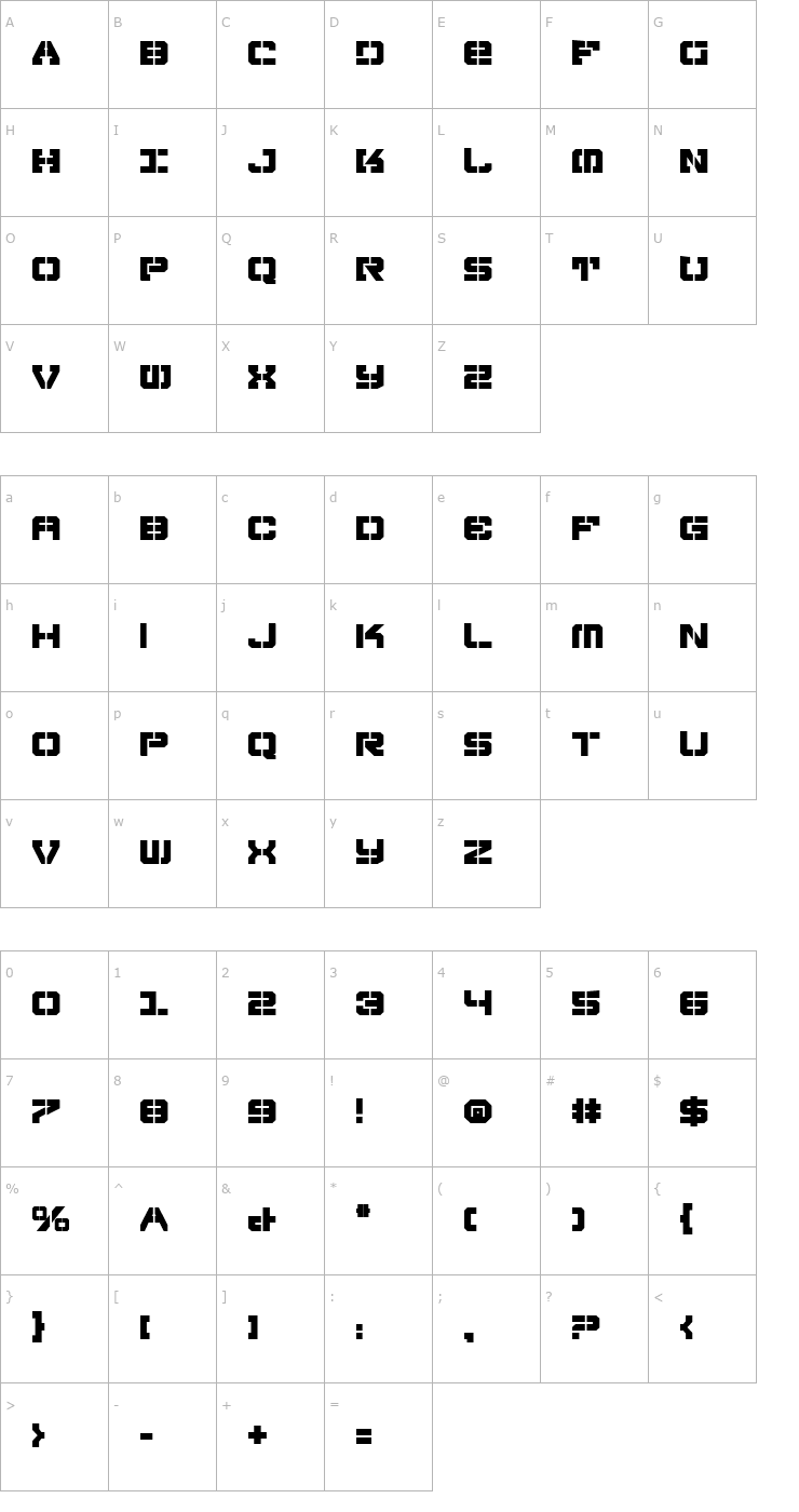 Character Map Vyper Falcon Bold Font