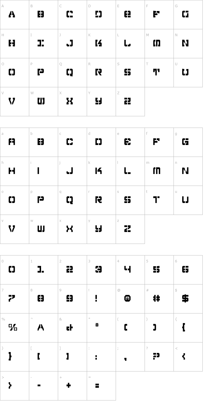 Character Map Vyper Falcon Condensed Font
