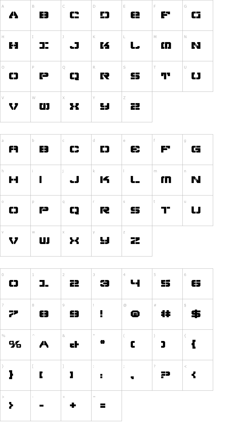 Character Map Vyper Falcon Expanded Bold Font
