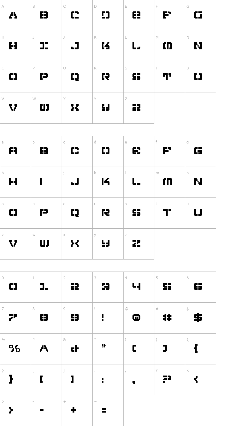 Character Map Vyper Falcon Font
