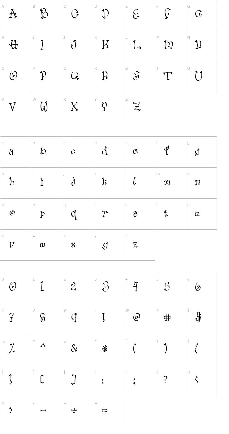 Character Map Wacko Font