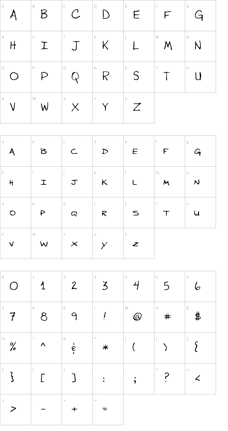 Character Map Waddle Font