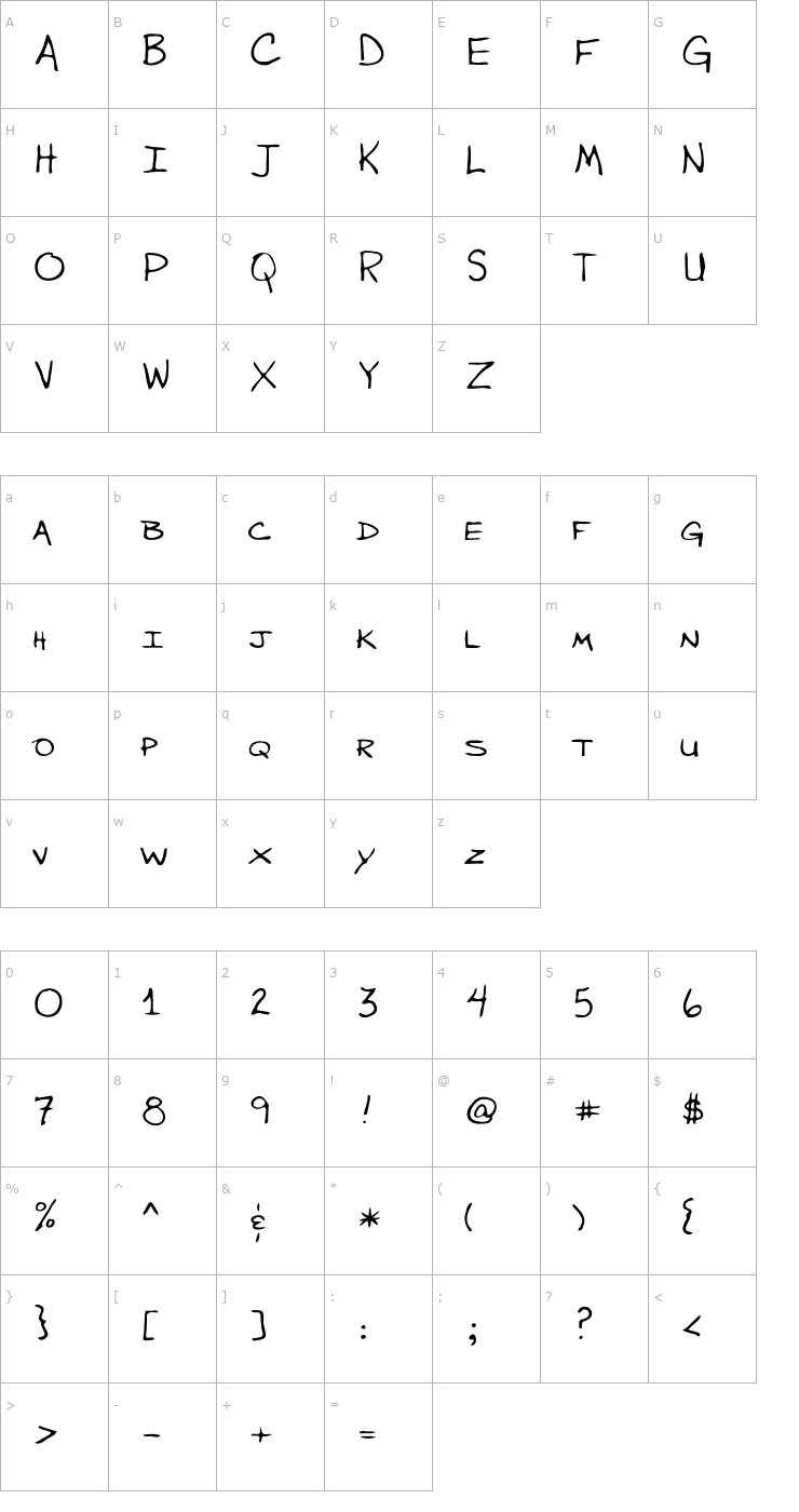 Character Map Waddle Regular Font