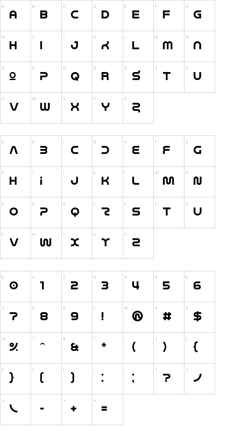 Character Map Wagamama Font