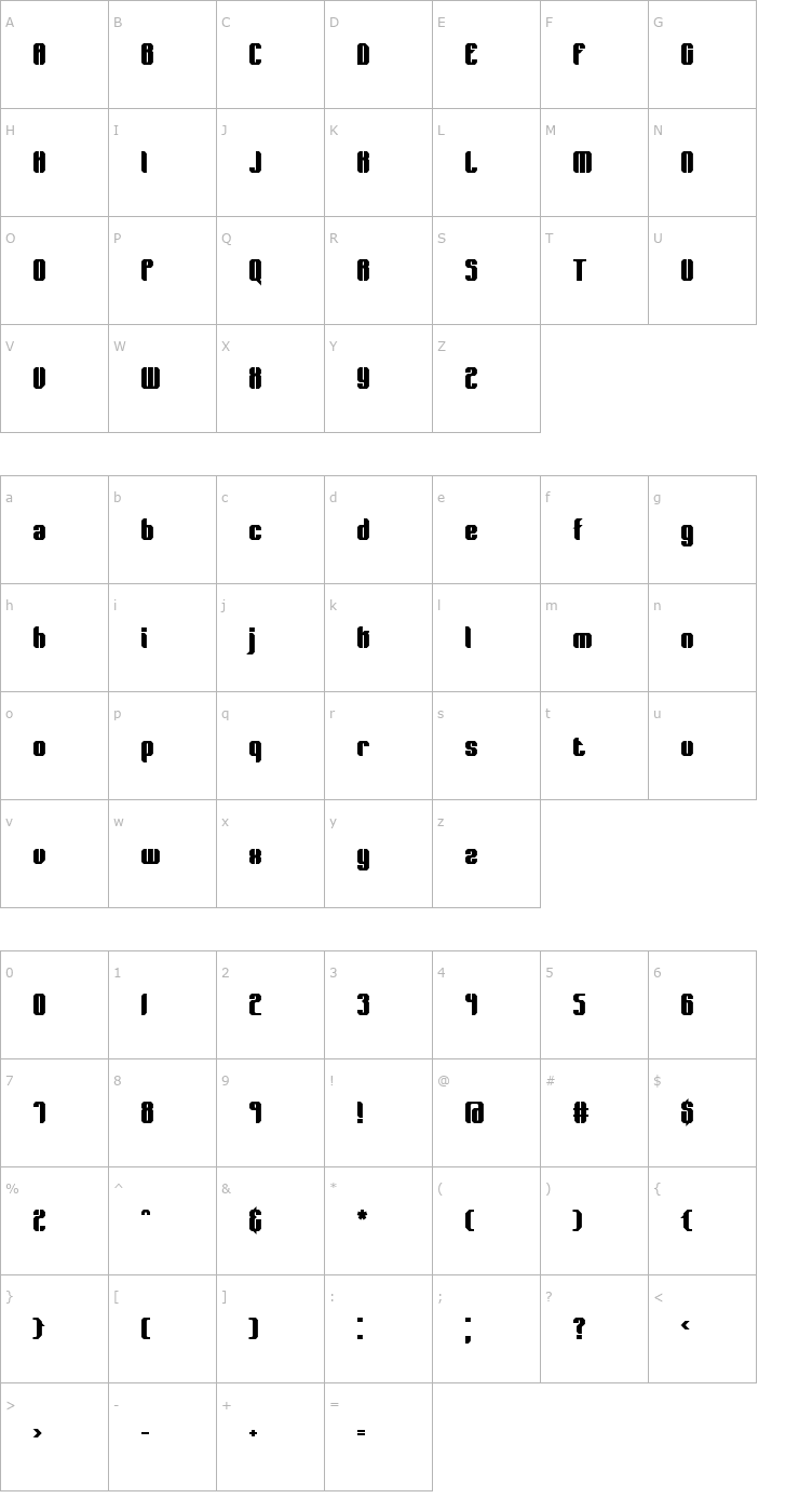 Character Map Wager BRK Font