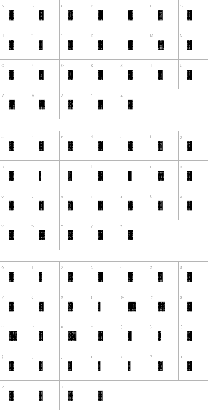 Character Map WagesOuter Negative Font