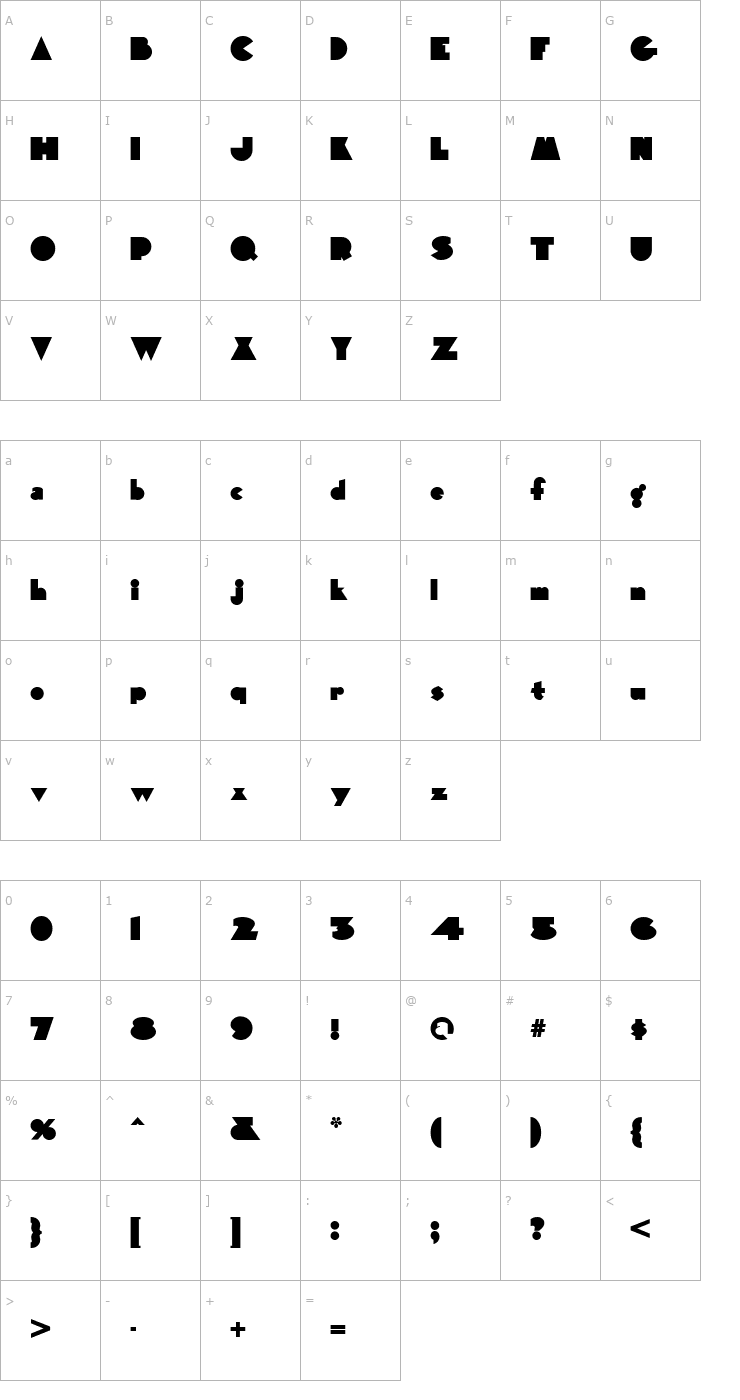 Character Map Wagner Silhouette NF Font