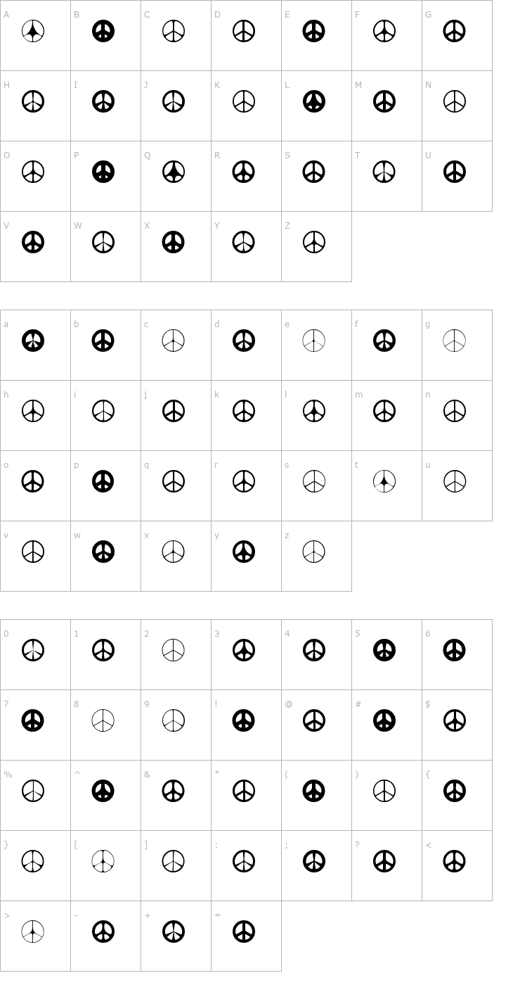 Character Map Wahei Font