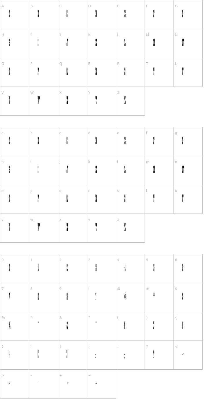Character Map Wainwright ICG Font