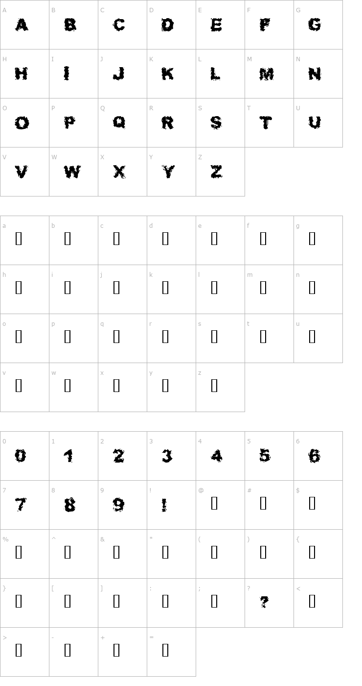 Character Map Wait And Bleed Font