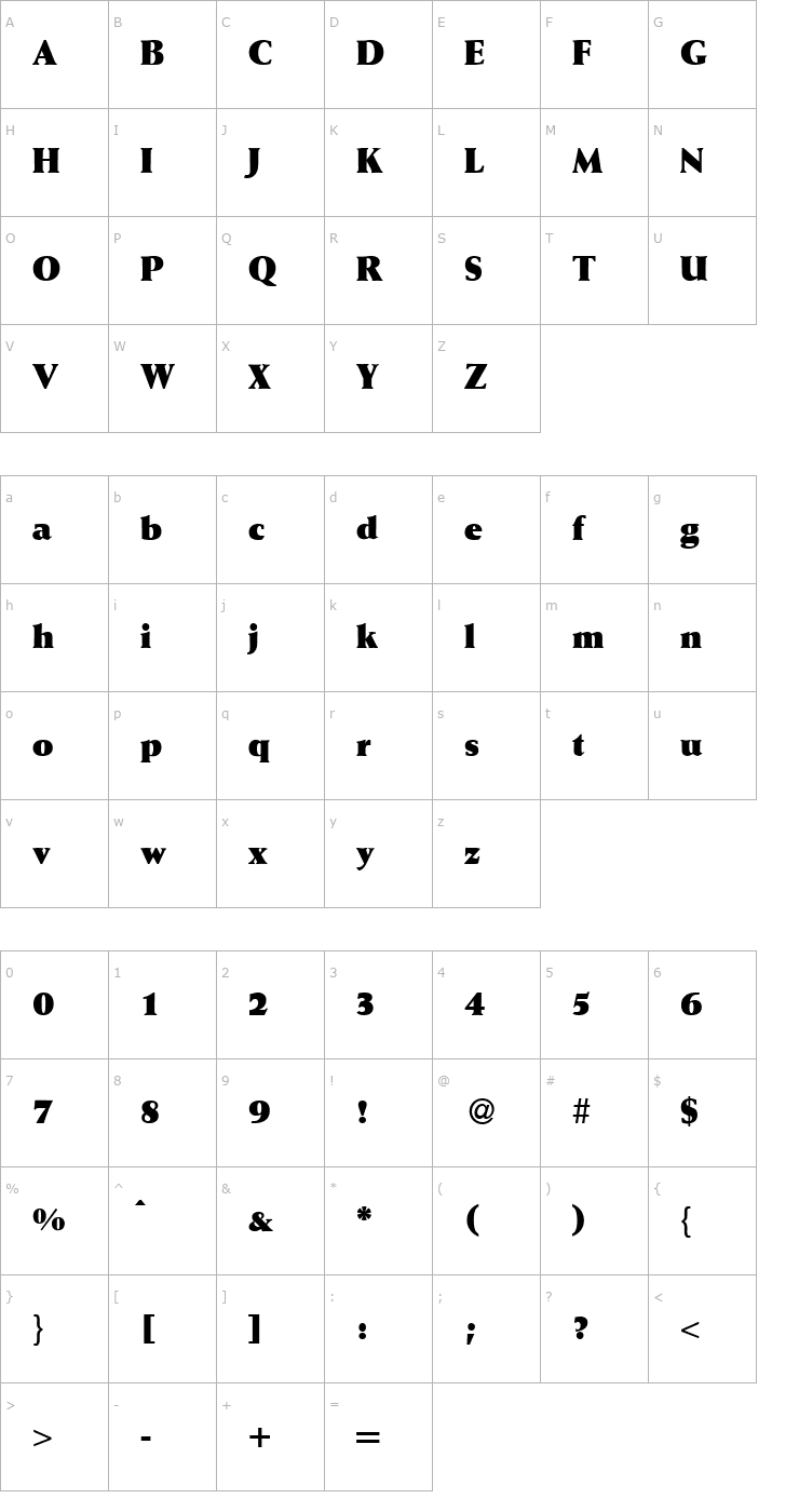 Character Map WaizeUltrabold-Regular Font