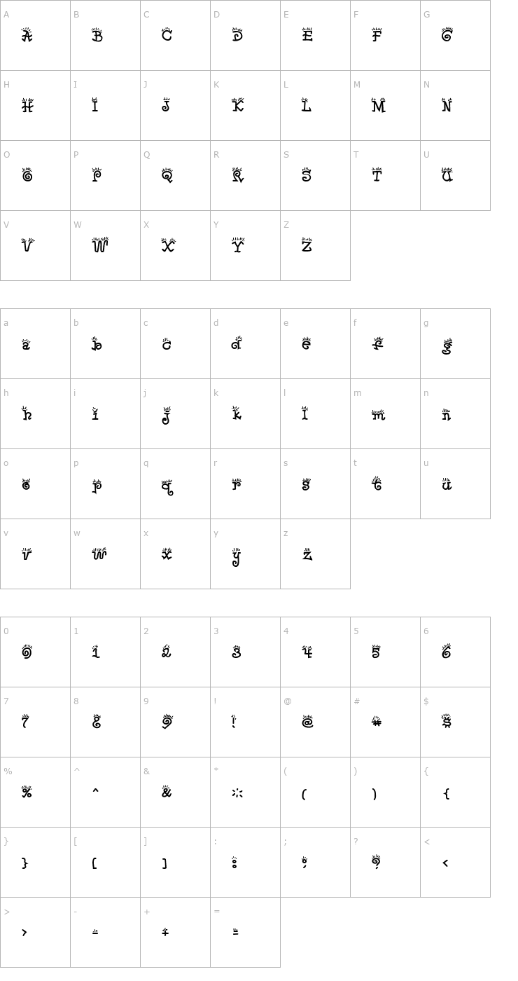 Character Map Wake & Bake Font