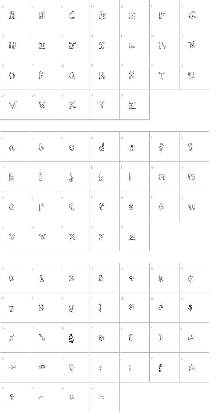 Character Map Walk Around the Block Font