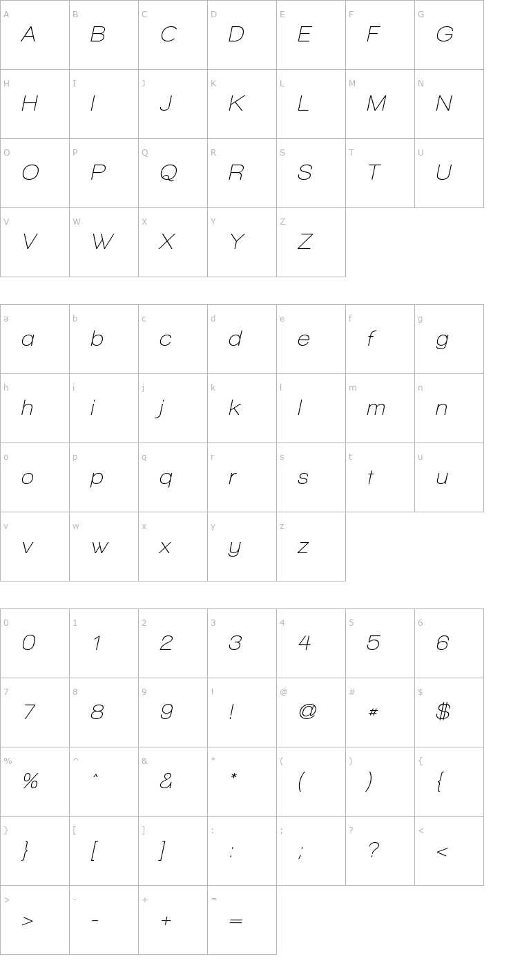 Character Map Walkway Oblique SemiBold Font