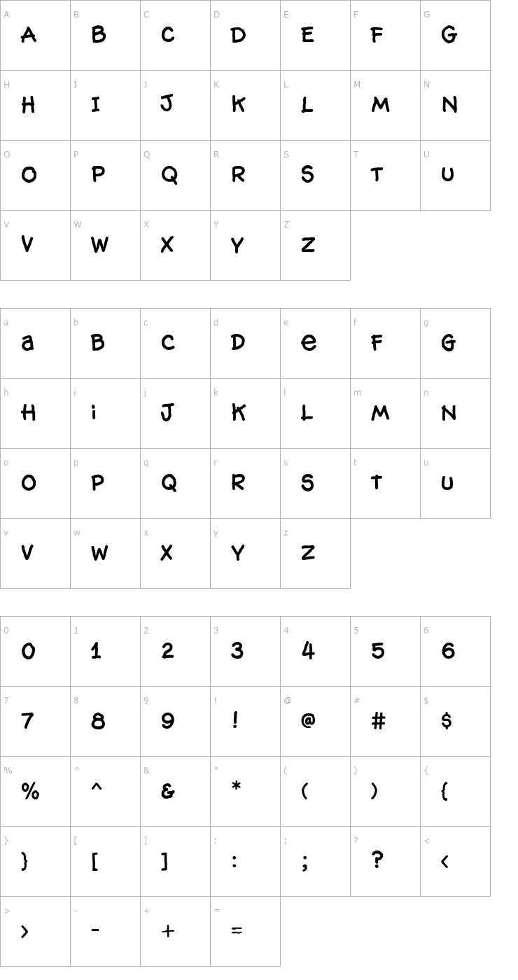 Character Map WallowHmkBold Font
