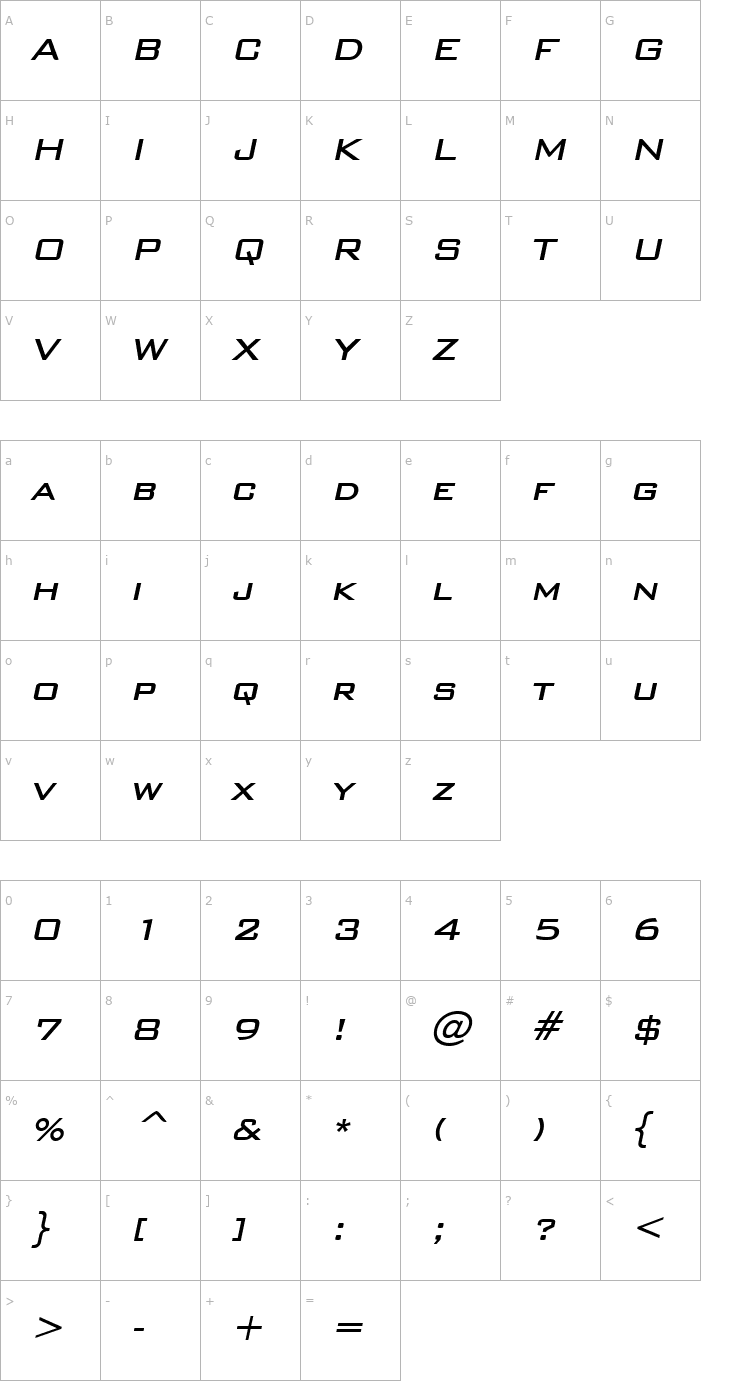 Character Map WallStreet BoldItalic Font