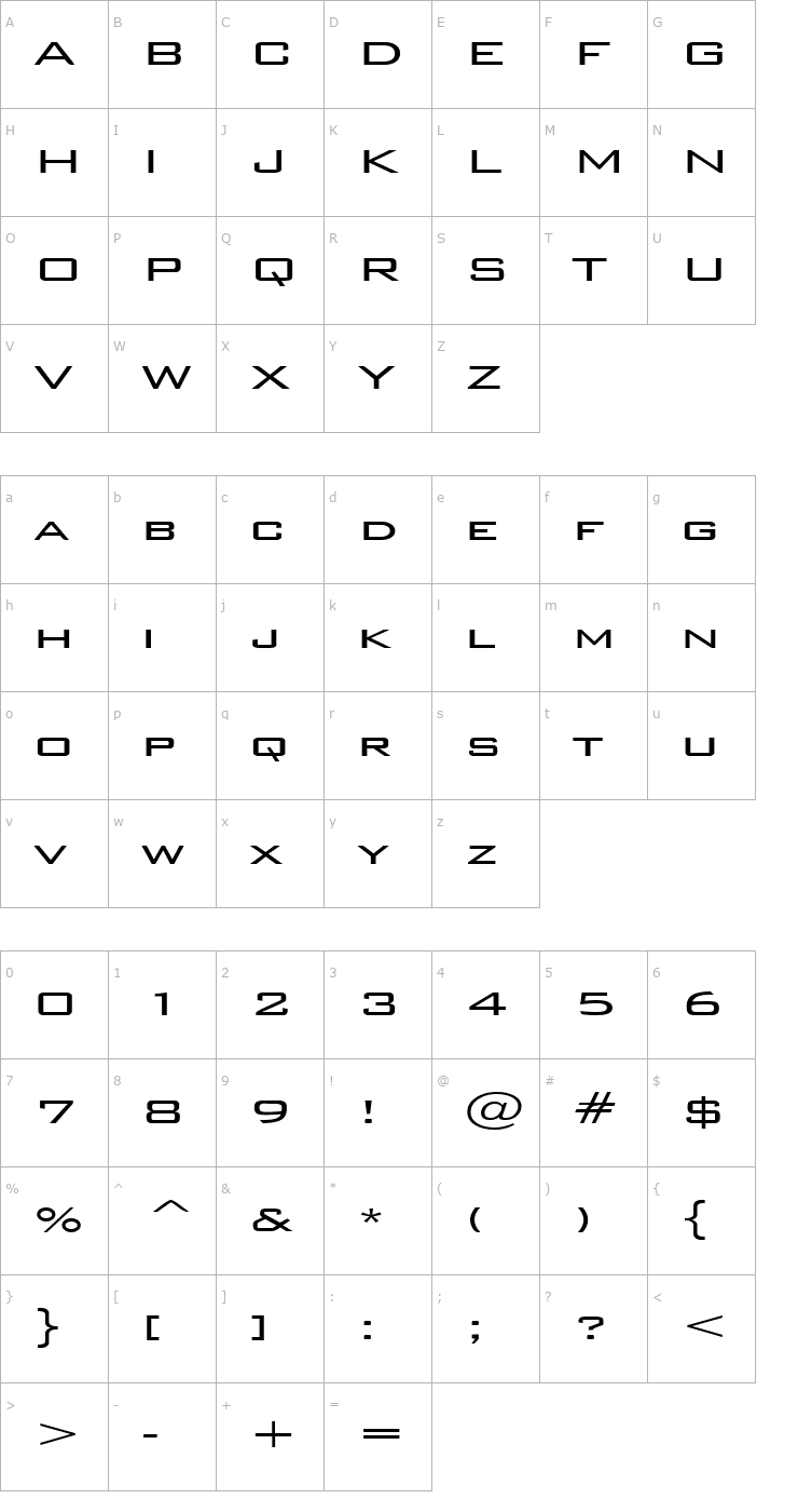 Character Map WallStreetExtended Font