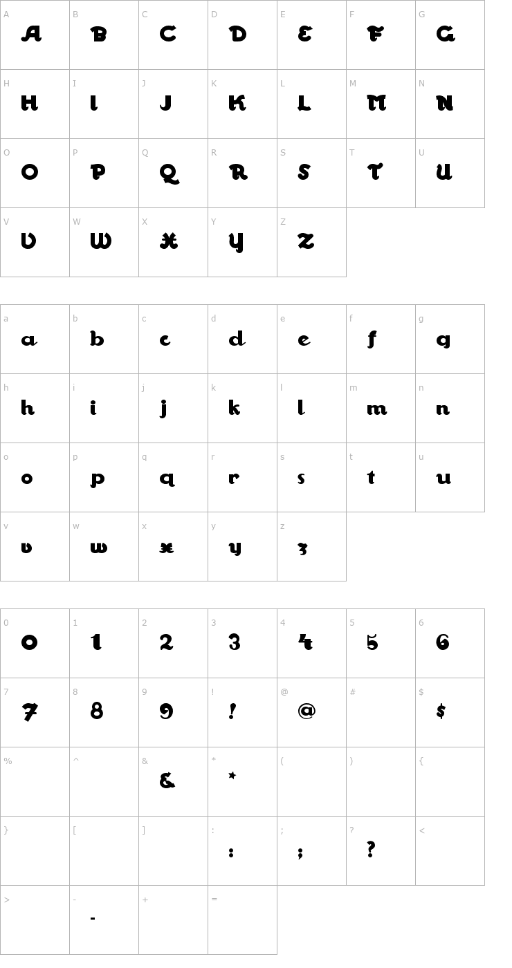 Character Map Walrus Gumbo Font