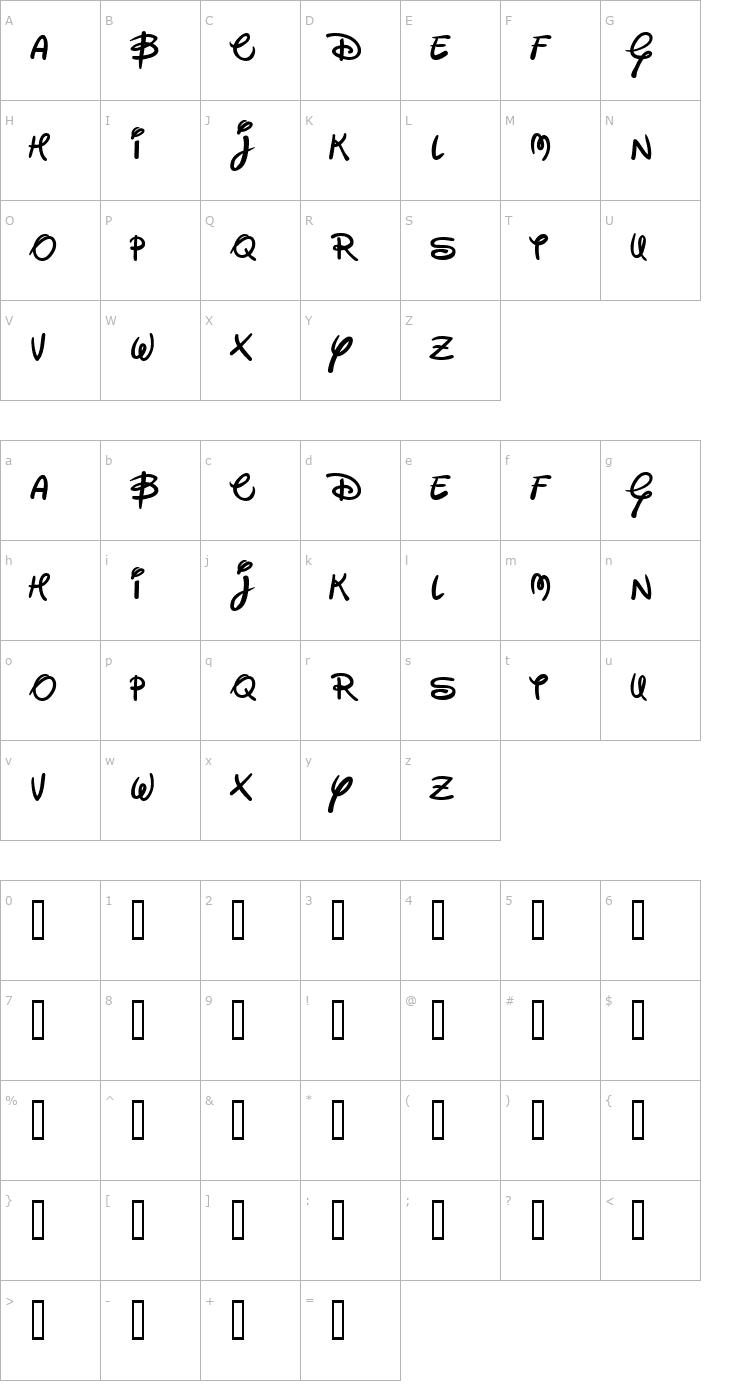 Character Map Walter Font