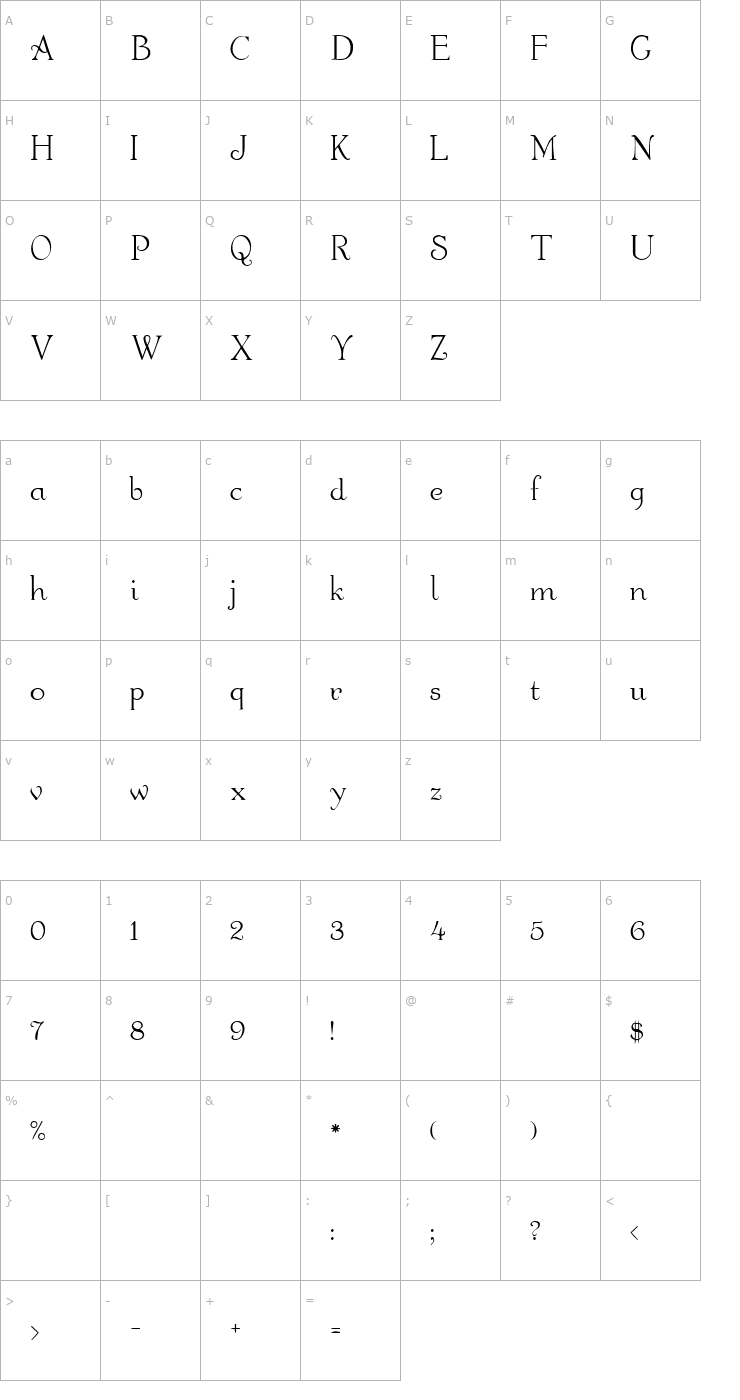 Character Map Walters Font