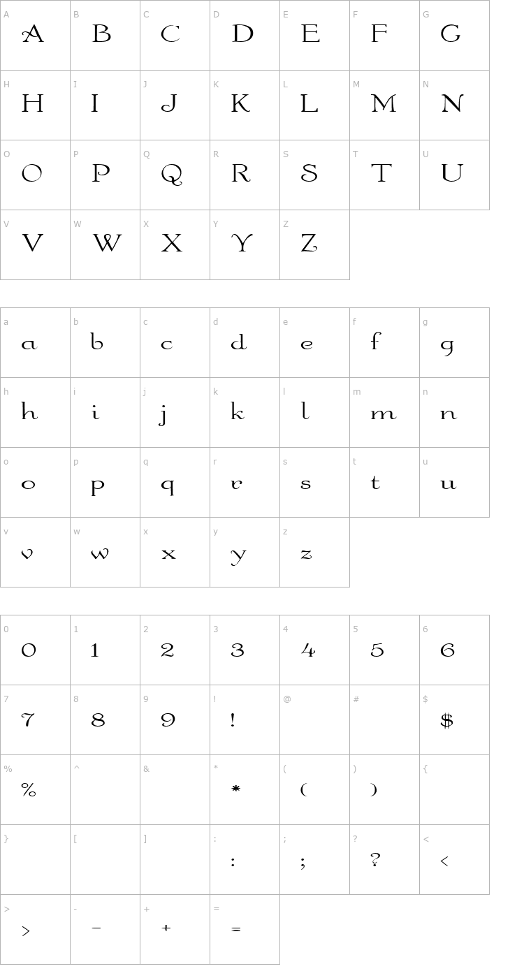 Character Map WaltersExtended Font