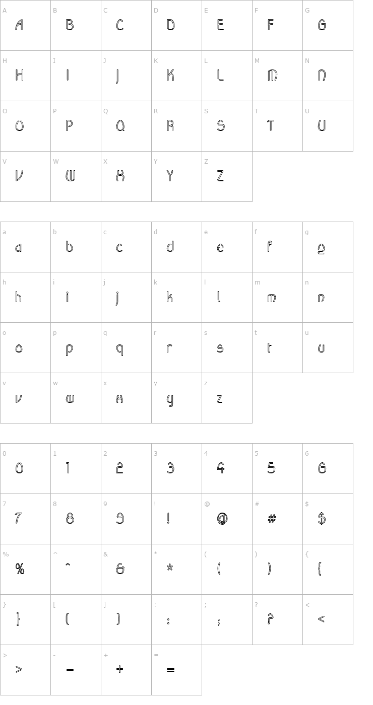 Character Map Wanda Outline Font